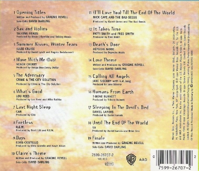 UNTIL THE END OF THE WORLD - SOUNDTRACK (CD) (1991)