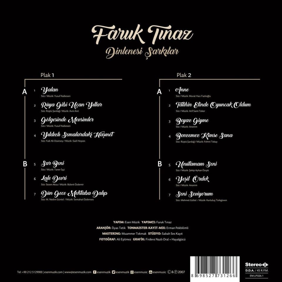 FARUK TINAZ - DiNLENESİ SARKILAR (2 LP)