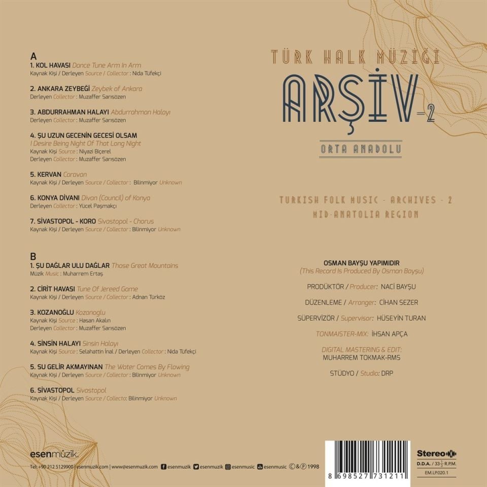 ORTA ANADOLU - TÜRK HALK MÜZİĞİ ARŞİV 2 (LP)