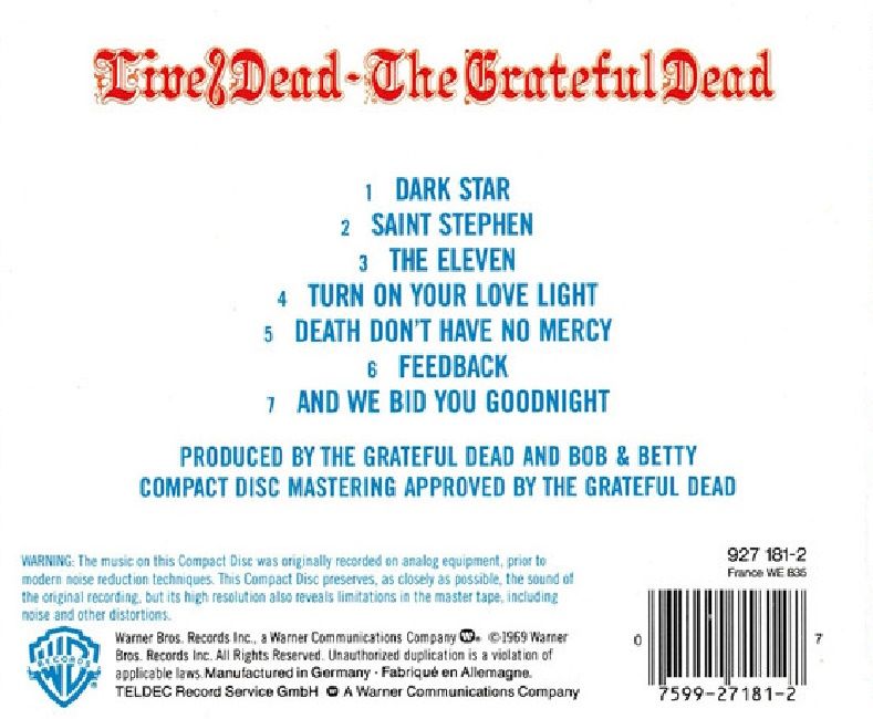 THE GRATEFUL DEAD - LIVE/DEAD (CD) (1989)