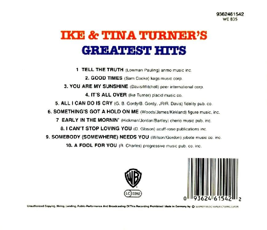 IKE & TINA TURNER - GREATEST HITS (CD) (1996)