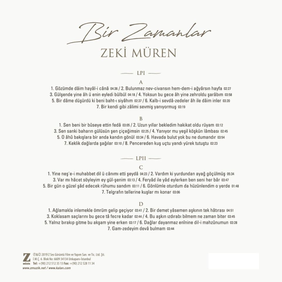 ZEKİ MÜREN - BİR ZAMANLAR (LP)