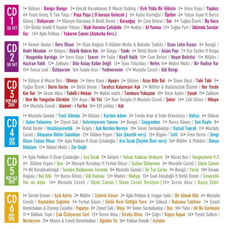 HİT TÜRKÇE POP - ÇEŞİTLİ SANATÇILAR ( 6 CD )