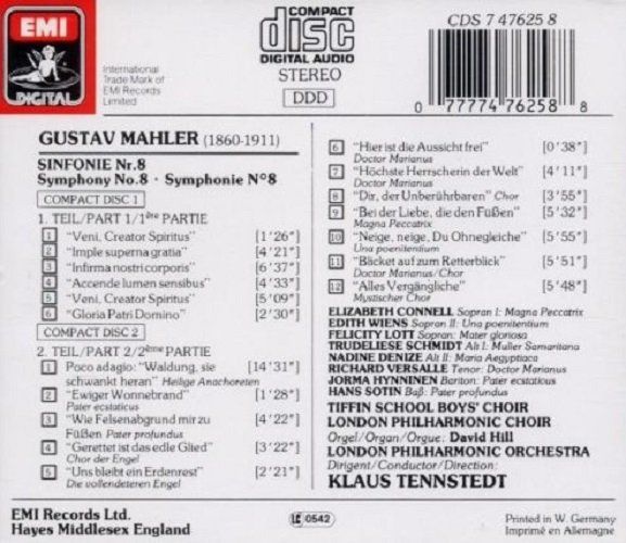 MAHLER - SYMPHONY NO.8  KLAUS TENNSTEDT
