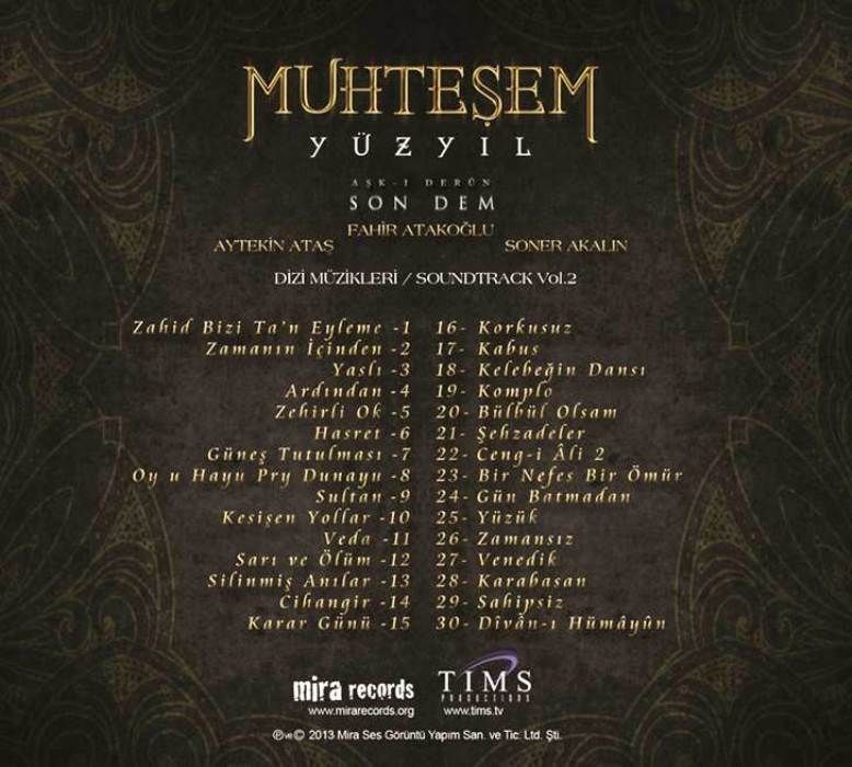 MUHTEŞEM YÜZYIL - DİZİ MÜZİĞİ VOL.2