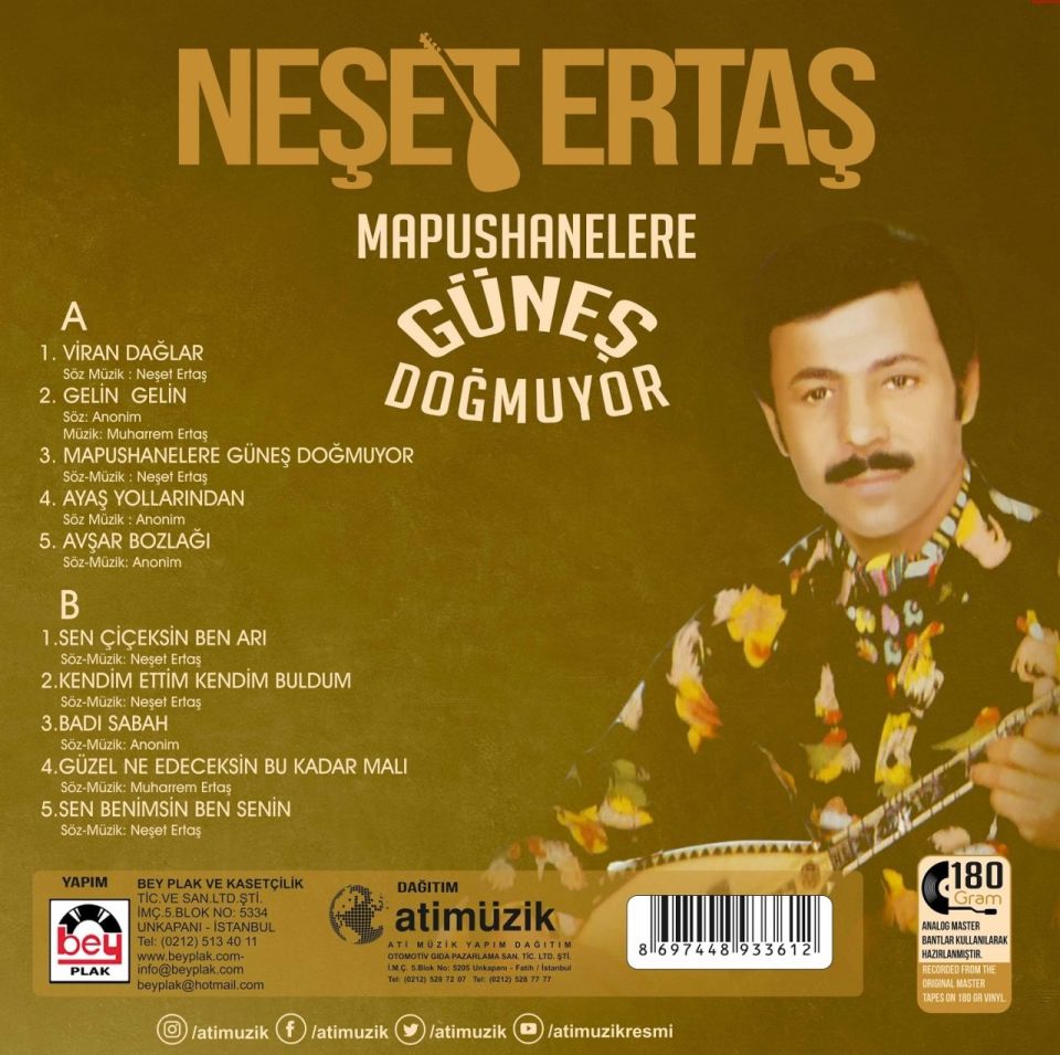 NEŞET ERTAŞ - MAPUSHANELERE GÜNEŞ DOĞMUYOR / KENDİM ETTİM KENDİM BULDUM (LP)