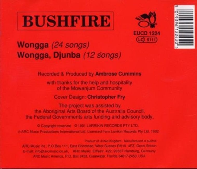 BUSHFIRE - TRADITIONAL ABORIGINAL MUSIC (CD) (1992)