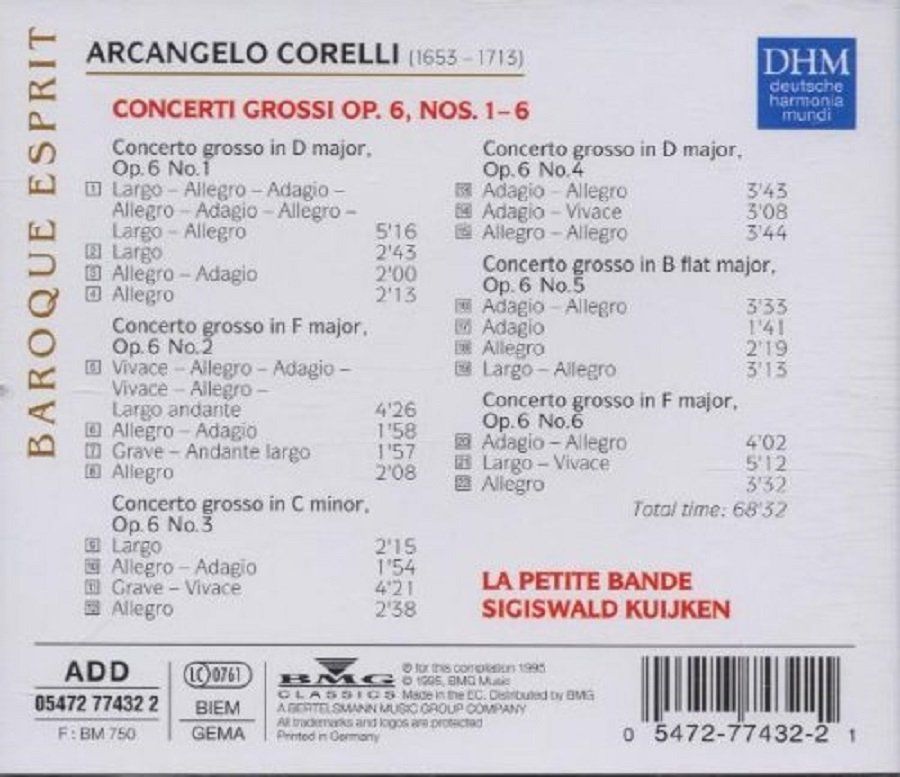 CORELLI ARCANGELO - CONCERTI GROSSI OP.6 LA PETITE BANDE KUIJKEN