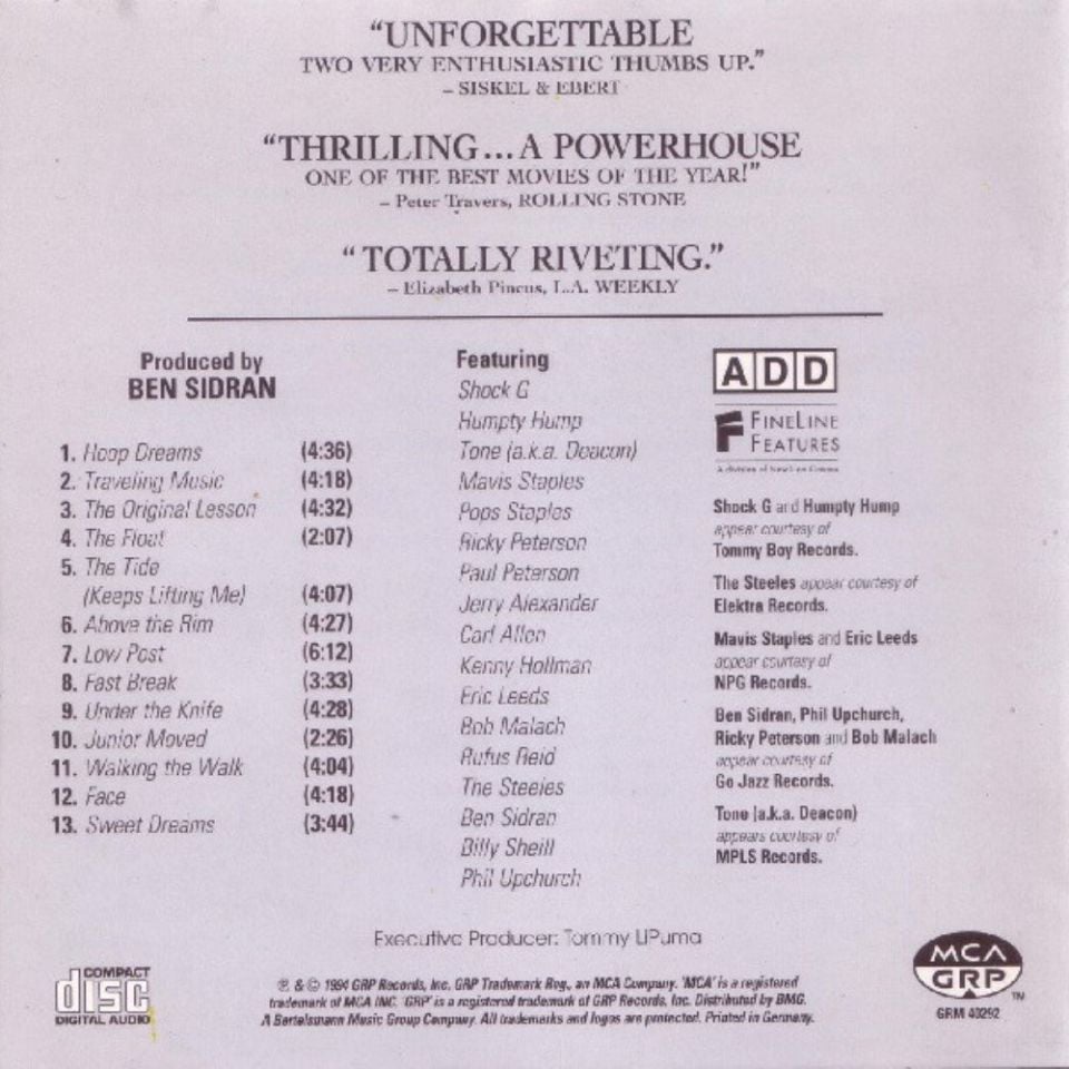 HOOP DREAMS - SOUNDTRACK (CD)