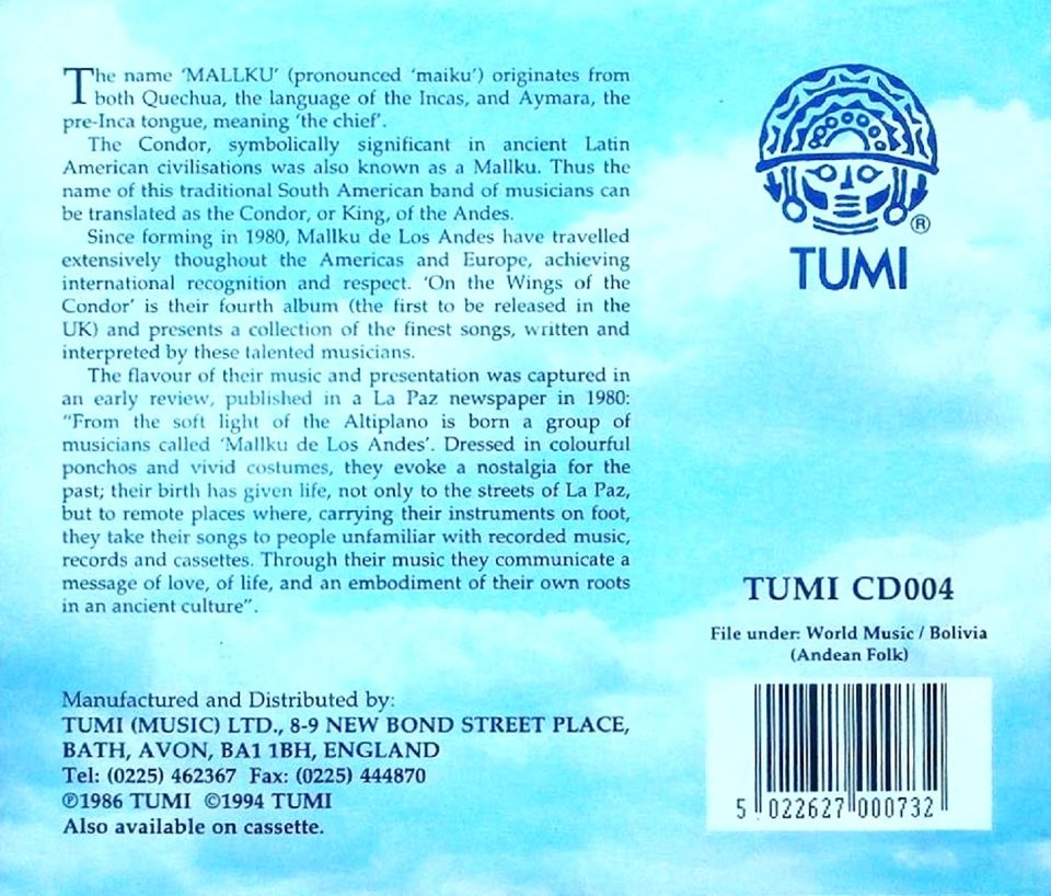 MALLKU DE LOS ANDES - ON THE WINGS OF THE CONDOR (CD) (1994)