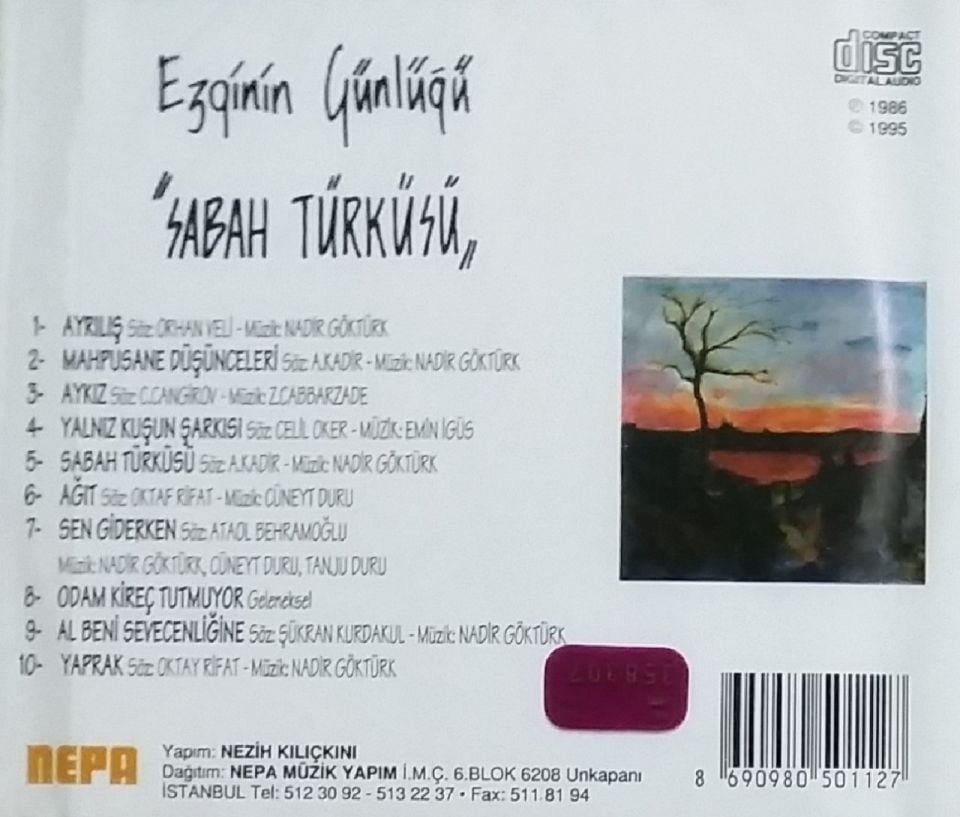 EZGİNİN GÜNLÜĞÜ - SABAH TÜRKÜSÜ (CD) (1995)