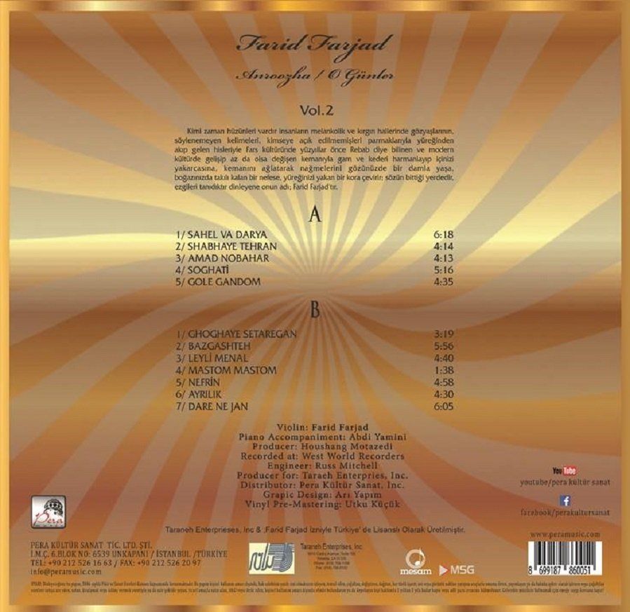 FARID FARJAD - ANROOZHA / O GÜNLER VOL.2 (LP)