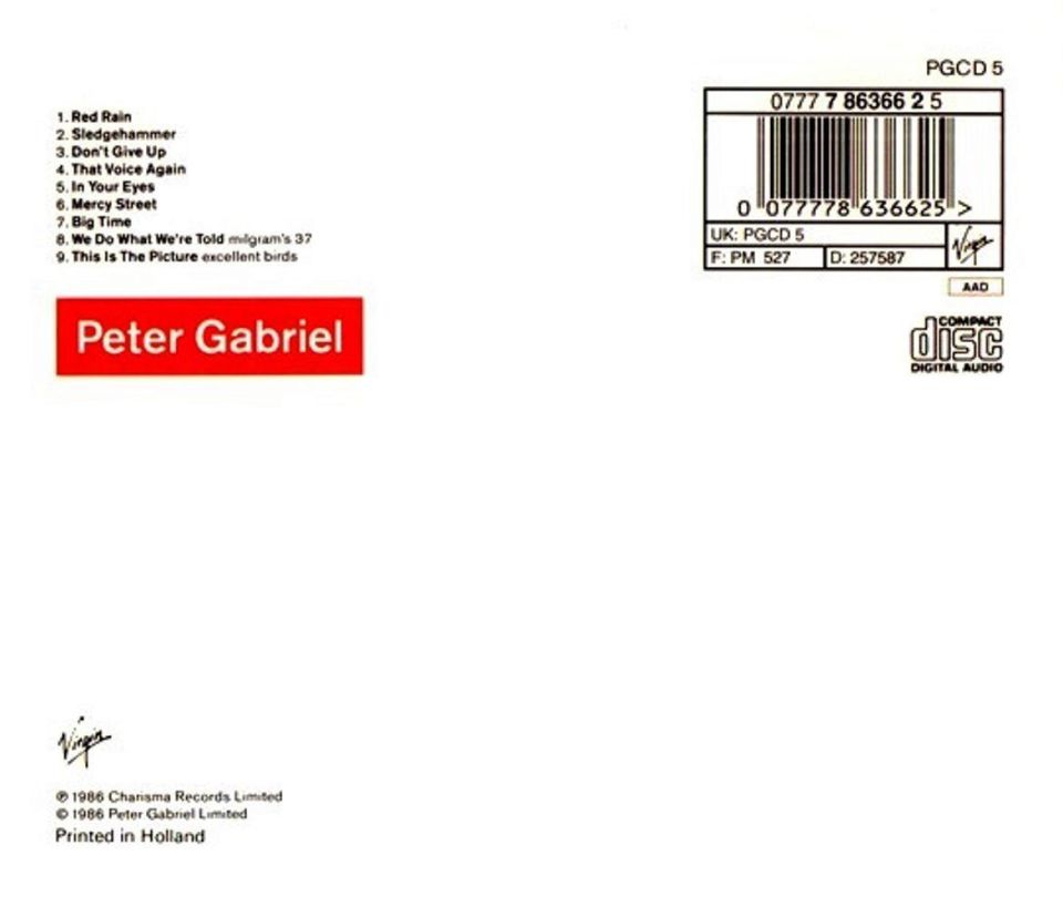 PETER GABRIEL - SO (CD) (1986)