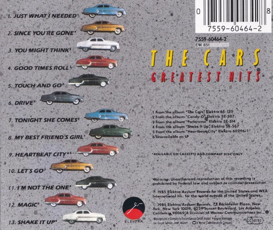 THE CARS - GREATEST HITS (CD) (1985)