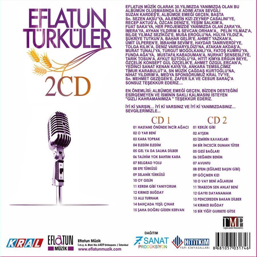 EFLATUN TÜRKÜLER - ÇEŞİTLİ SANATÇILAR (2 CD)