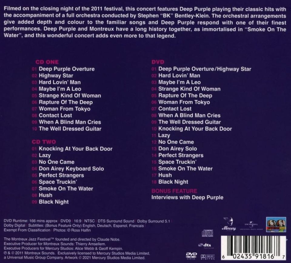 DEEP PURPLE - LIVE AT MONTREUX 2011 (2 CD+DVD)