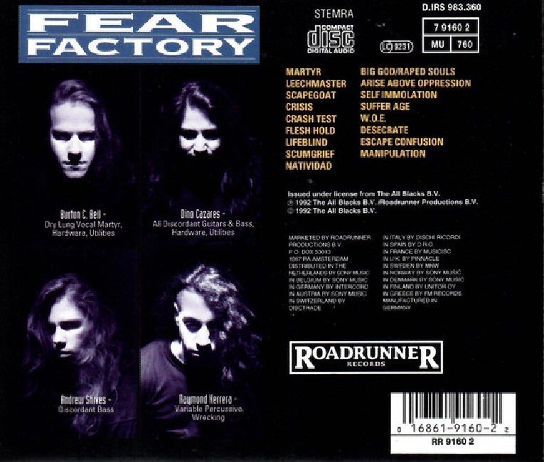 FEAR FACTORY - SOUL OF A NEW MACHINE (CD) (1992)