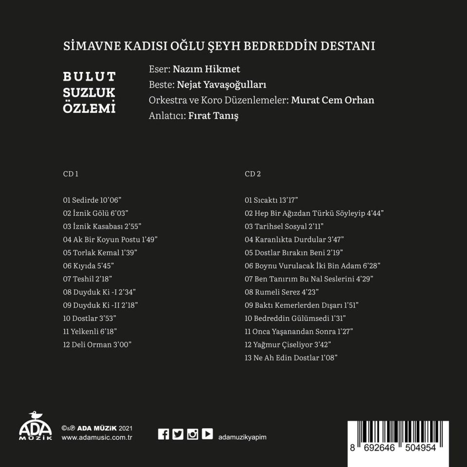 BULUTSUZLUK ÖZLEMİ - BEDREDDİN (2 CD)