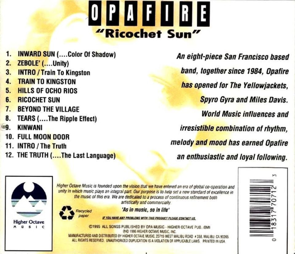 OPAFIRE - RICOCHET SUN (CD) (1995)