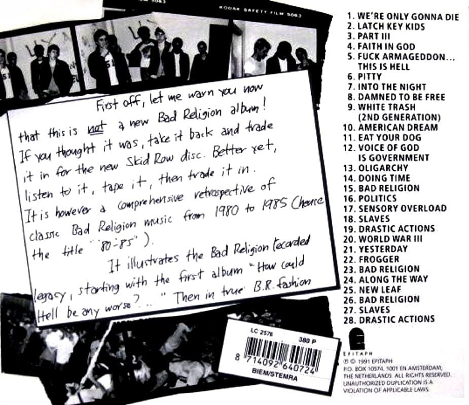 BAD RELIGION - 80-85 (CD) (1991)