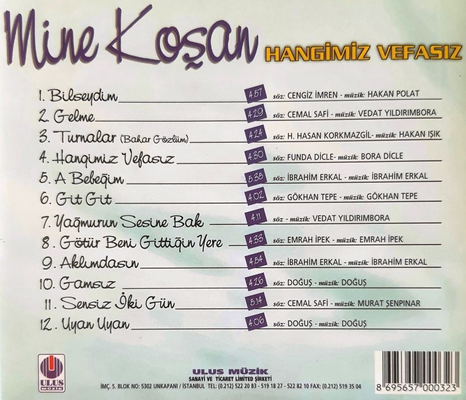 MİNE KOŞAN - HANGİMİZ VEFASIZ (CD)