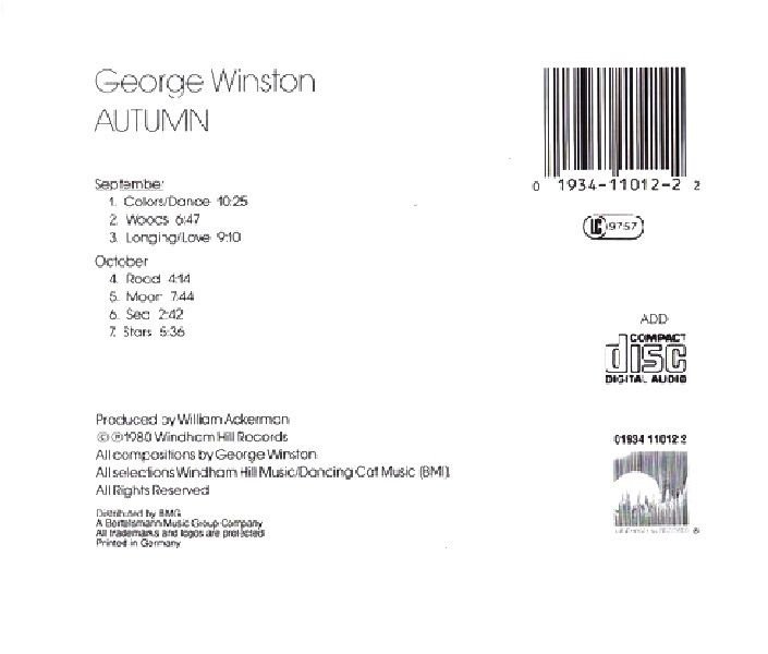 GEORGE WINSTON - AUTUMN (CD) (1980)