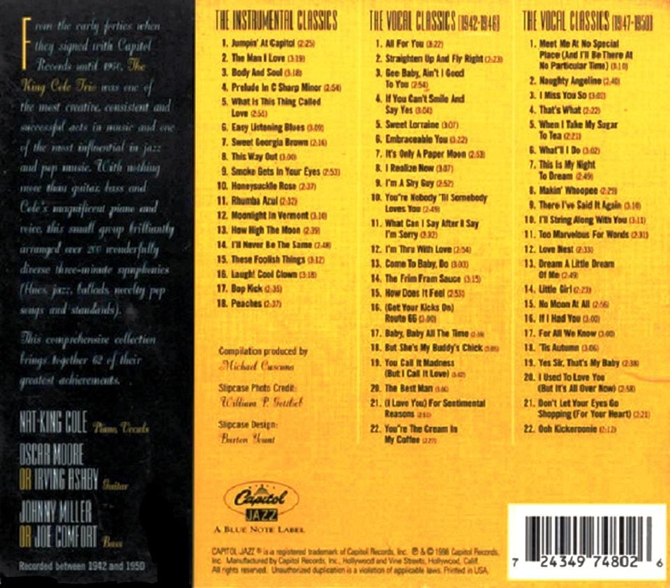 THE NAT KING COLE TRIO  - THE BEST OF THE NAT KING COLE TRIO (3 CD) (1998)