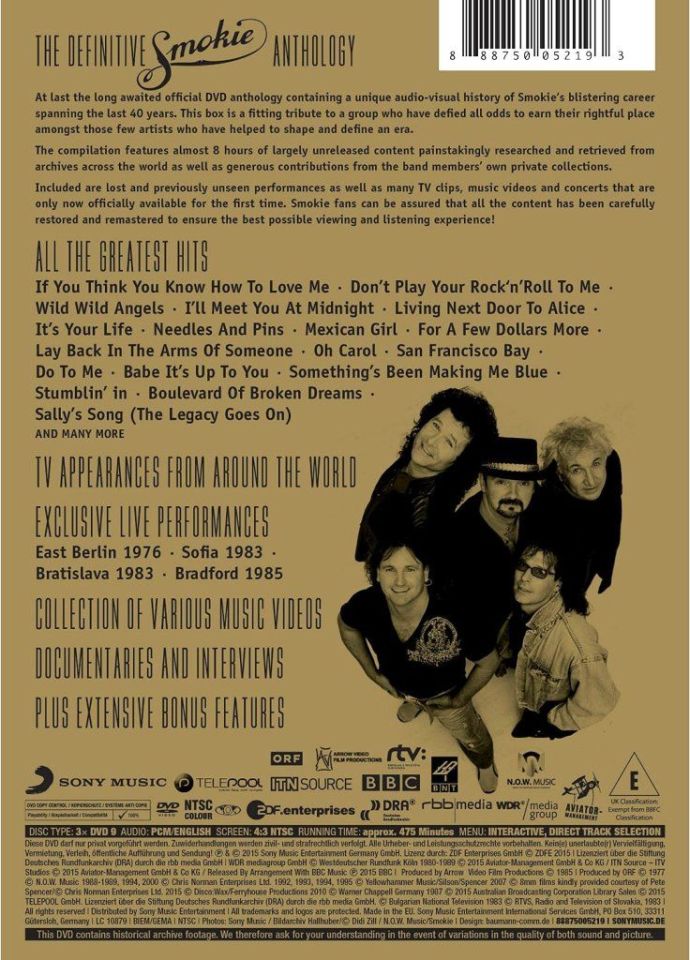 SMOKIE - GOLD: SMOKIE GREATEST HITS (40TH ANNIVERSARY DELUXE EDITION 1975-2015)(3 DVD)