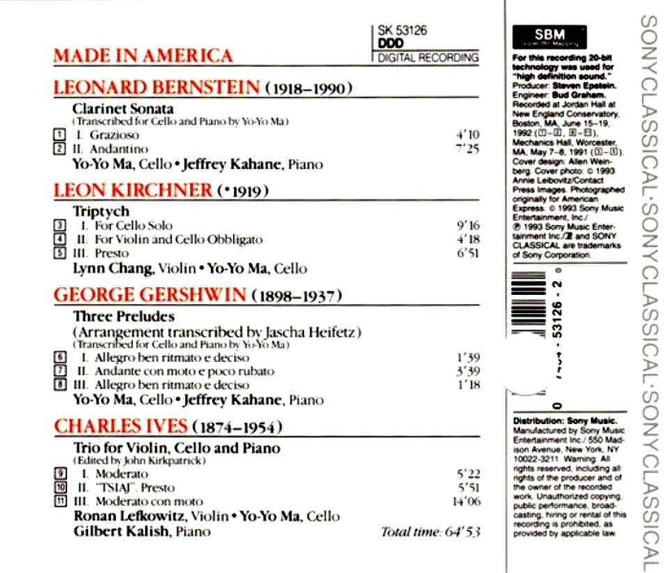 YO-YO MA - MADE IN AMERICA (CD) (1993)