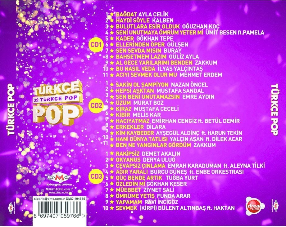 32 TÜRKÇE POP - ÇEŞİTLİ SANATÇILAR (VARIOUS) (3 CD)