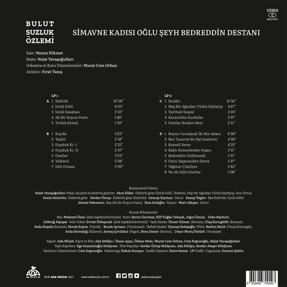 BULUTSUZLUK ÖZLEMİ - BEDREDDİN (2 LP)