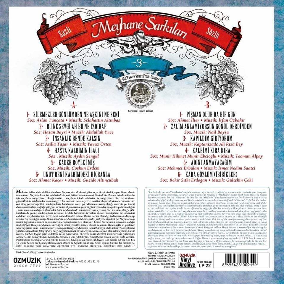 MEYHANE ŞARKILARI 3 - SAZLI SÖZLÜ (LP)