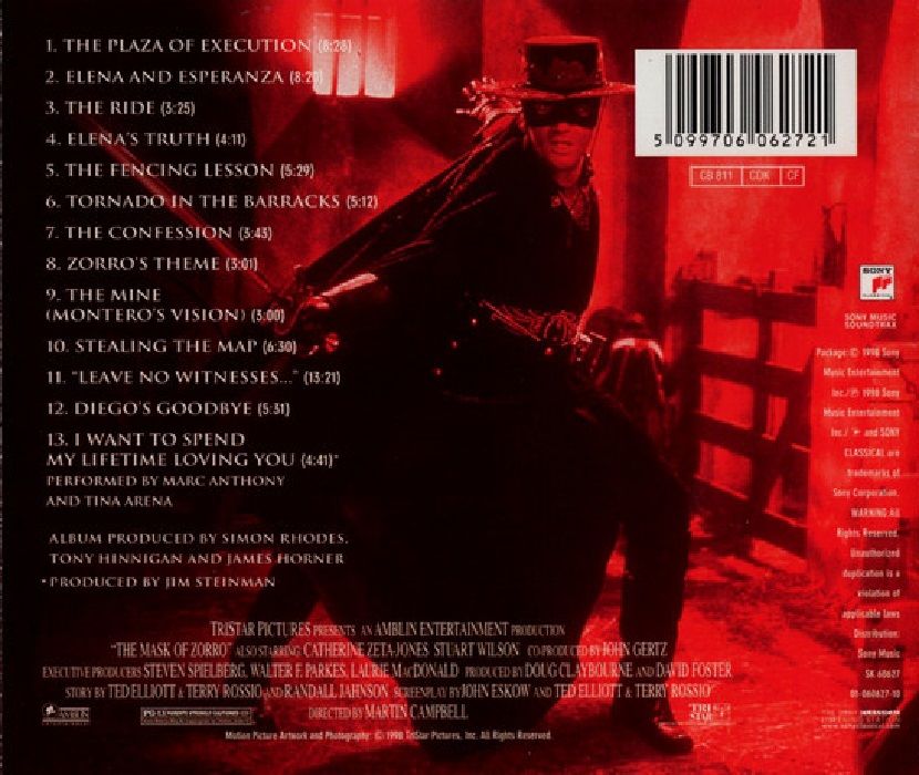 THE MASK OF ZORRO - SOUNDTRACK (CD) (1998)