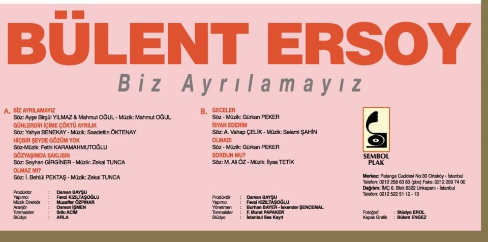 BÜLENT ERSOY - BİZ AYRILAMAYIZ (LP)