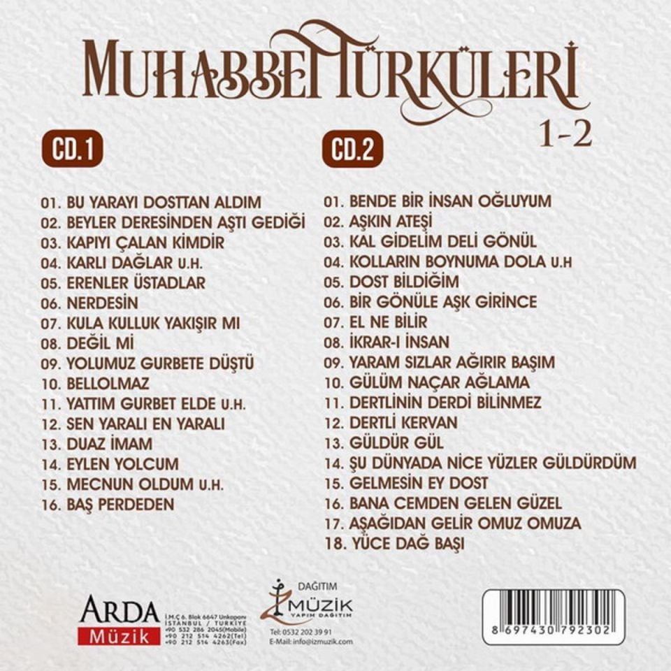 MUHABBET TÜRKÜLERİ 1 & 2 (2 Lİ BOX) (CD)