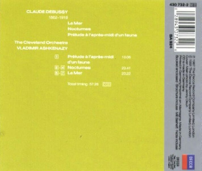 DEBUSSY - LA MER NOCTURNES THE CLEVELAND ORCHESTRA VLADIMIR ASHKENAZY
