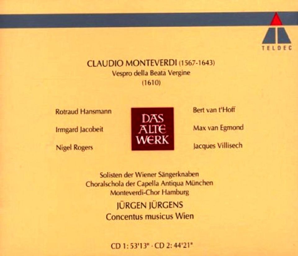MONTEVERDI - VESPRO DELLA BEATA VERGINE JURGEN JURGEN CONCENTUS MUSICUS WIEN (2 CD) (1993)