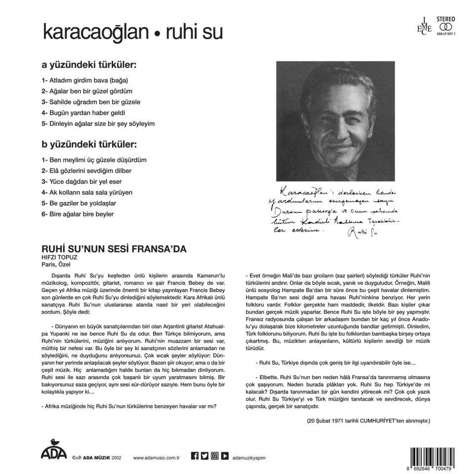 RUHİ SU - KARACAOĞLAN (LP)