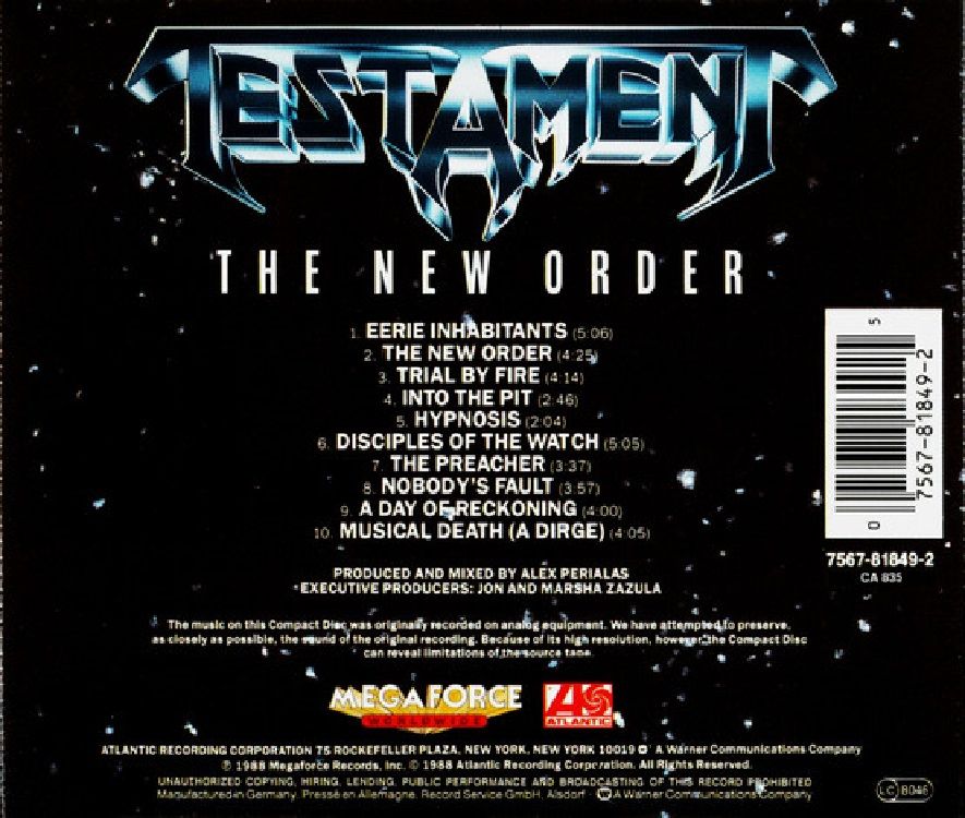 TESTAMENT - THE NEW ORDER (CD) (1988)