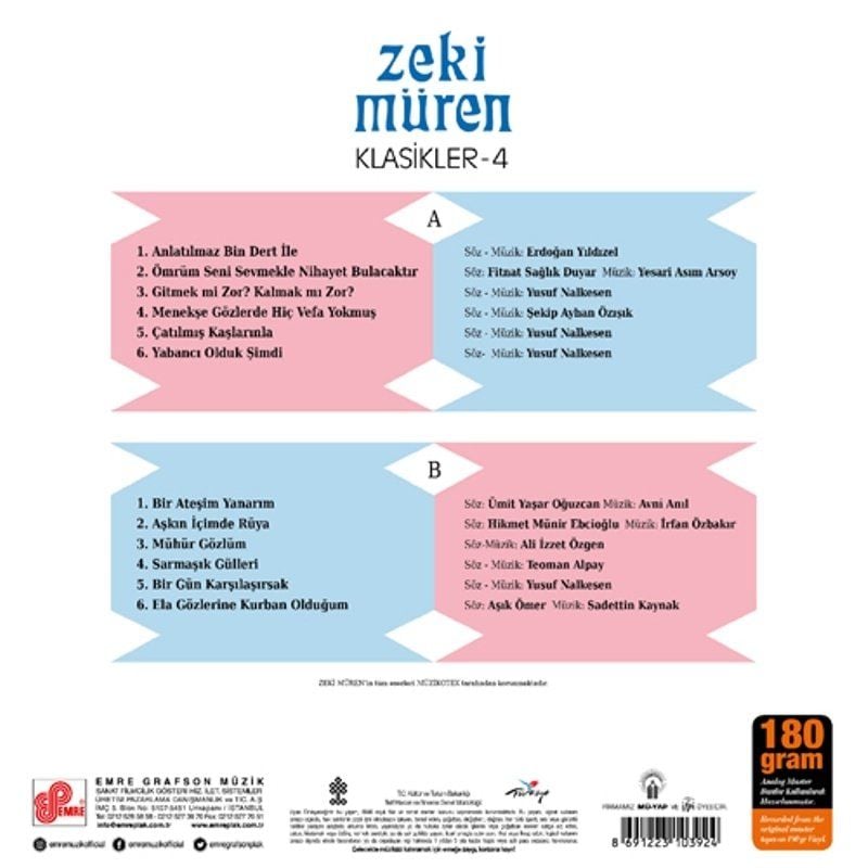 ZEKİ MÜREN - KLASİKLERİ - 4 (LP)