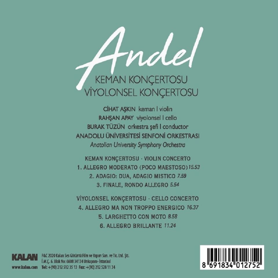 CİHAT AŞKIN, RAHŞAN APAY & BURAK TÜZÜN - ANDEL - KEMAN / VİYOLONSEL KONÇERTOSU