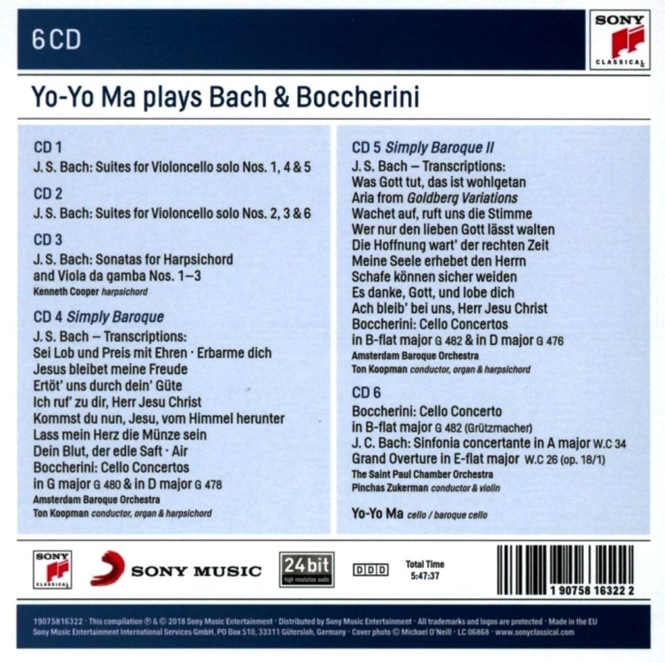 YO-YO MA - YO-YO MA PLAYS BACH & BOCCHERINI (6 CD)
