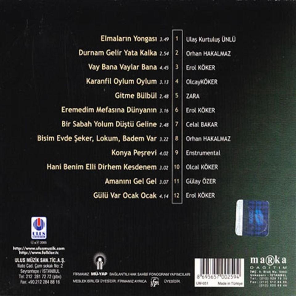 TÜRKÜLERLE TÜRKİYE (TÜRKİYE WITH FOLK SONGS) - 42 KONYA (CD)