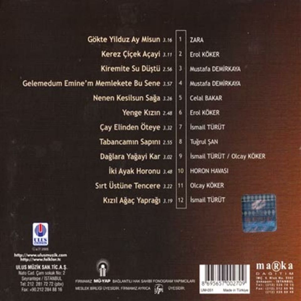 TÜRKÜLERLE TÜRKİYE (TÜRKİYE WITH FOLK SONGS) - 53 RİZE (CD)