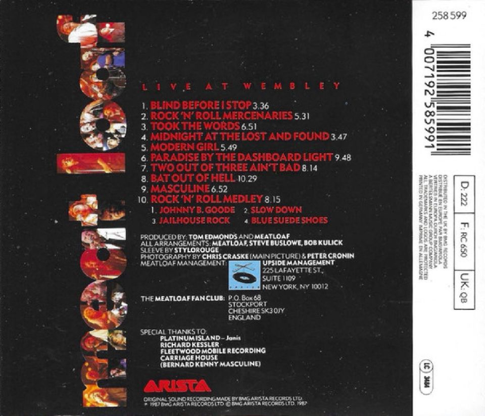 MEAT LOAF - LIVE (CD) (1987)