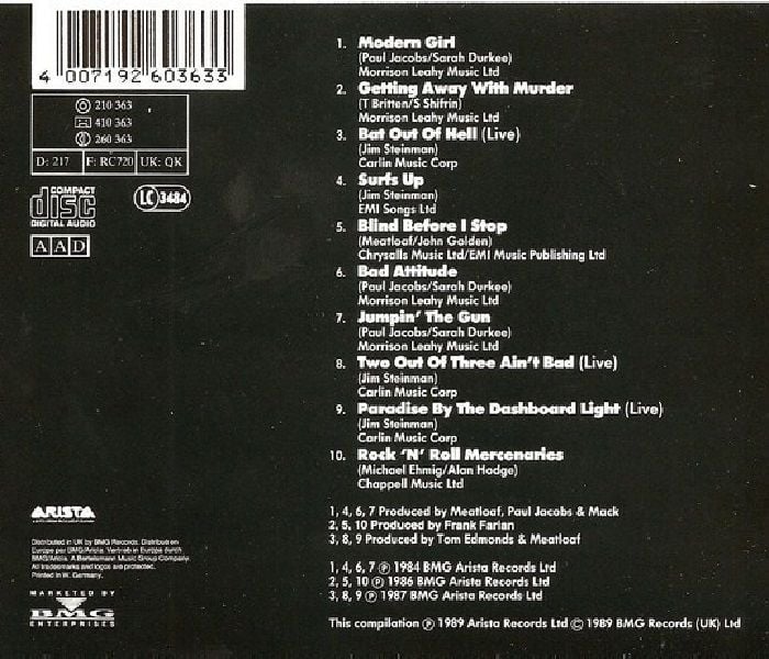 MEAT LOAF - PRIME CUTS (CD)(1989)