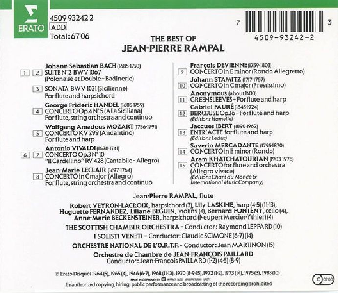 JEAN PIERRE RAMPAL - THE BEST OF JEAN PIERRE RAMPAL (CD)(1983)