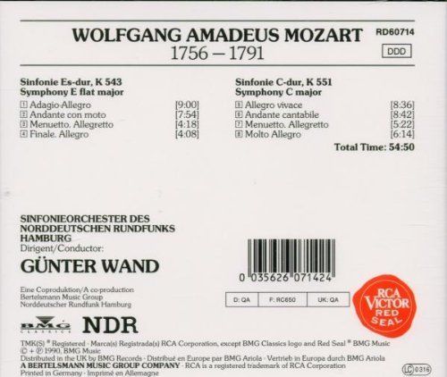 MOZART WOLFGANG AMADEUS - SINFONIE NR.39 K543 SINFONIE NR.41 K551 'JUPITER'  NDR SINFONIEORCHESTER GÜNTER WAND