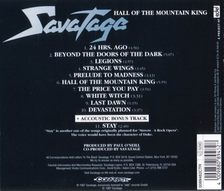 SAVATAGE - STREETS A ROCK OPERA (1991)