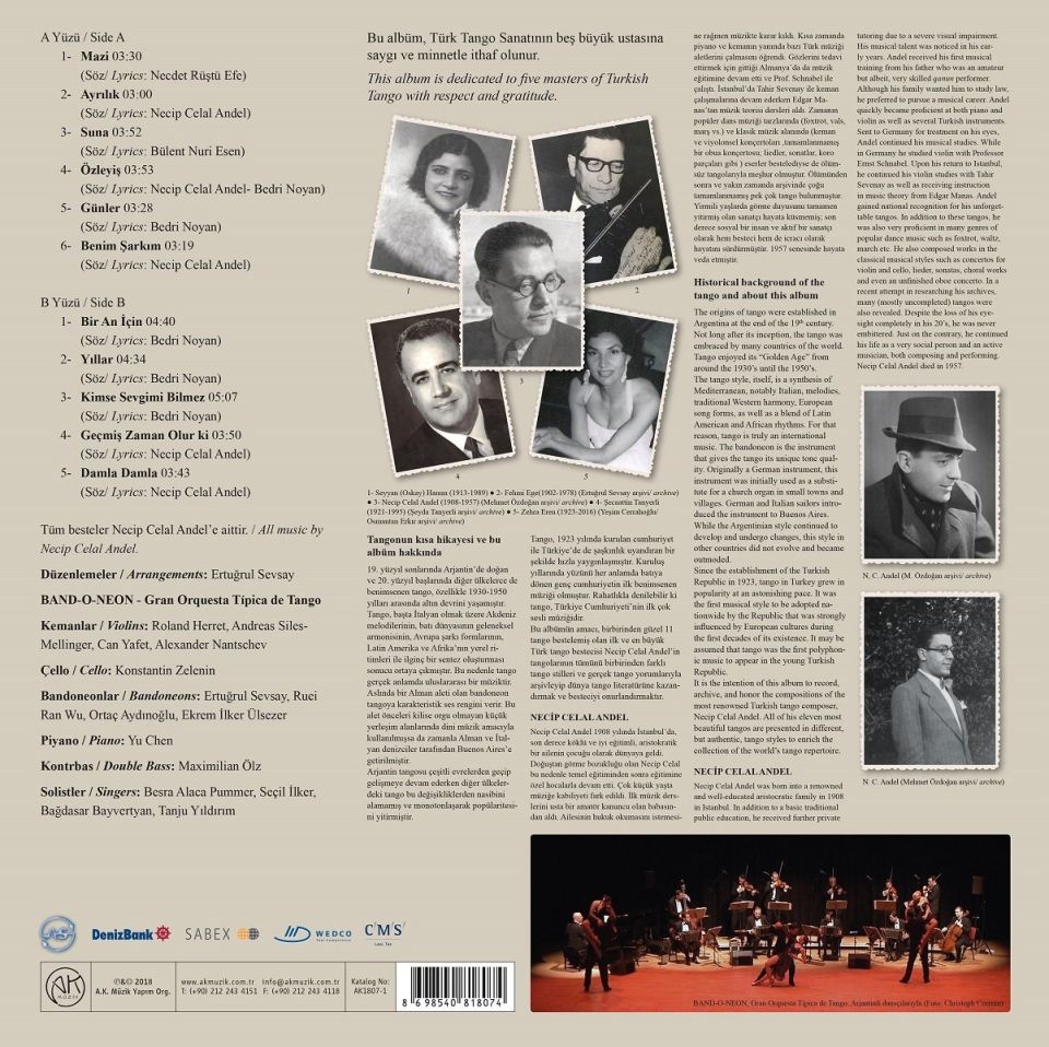 NECİP CELAL ANDEL - TÜM TANGOLARI (LP) (BAND-O-NEON / ERTUĞRUL SEVSAY)